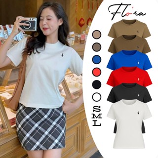 Áo Thun Nữ BABYTEE THÊU NGỰA CỔ TRÒN DÁNG DÀI DD35 Chất Thun Cotton Tôn Dáng Flo'ra