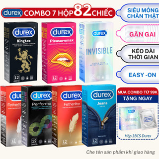 Combo 7 Hộp 72 Bao Cao Su Durex Siêu Mỏng, Nhiều Gel, Kéo Dài Thời Gian, Ôm sát, Gân Gai Chính Hãng - 18Centi