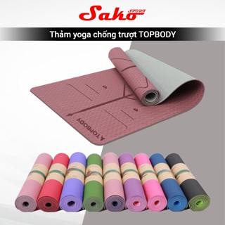 Thảm Yoga Tập Gym Định Tuyến 2 lớp 6 - 8 mm cao cấp, gấp gọn, du lịch tiện lợi SAKO SPORT TOPBODY