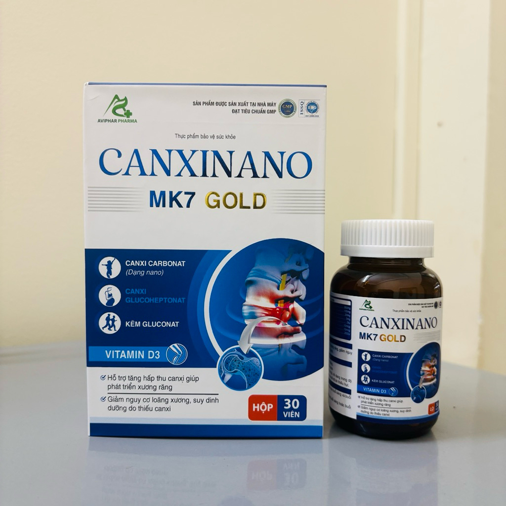 Canxi Nano MK7 - bổ sung Calci Kẽm DHA 30 viên