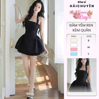 Đầm yếm ren phối tapta bồng xoè KÈM QUẦN kho sỉ hải chuyền Đ779