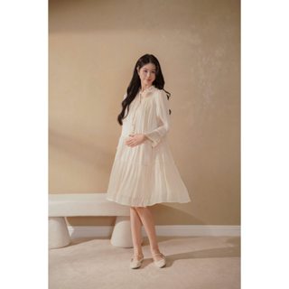 [NEW T9] Đầm Bầu Baby Doll Tơ Lụa Óng Cổ Hoa Thủ Công Sang Trọng – Joamom JTVB186