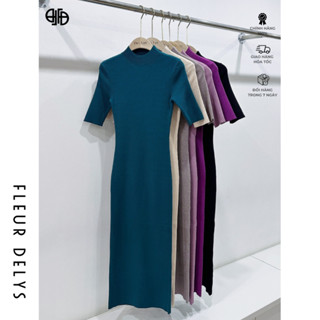 Váy Len Lông Thỏ Tay Lỡ Nữ Fleurdelys Dáng Dài CV104 Nhiều Màu Tôn Dáng Ôm Body