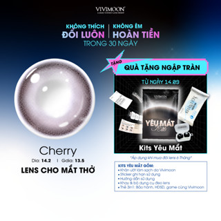 Kính áp tròng VIVIMOON LENSPRESSO cận nâu xám hồng cho mắt thở CHERRY, lens 06 tháng (Giá 01 đôi)