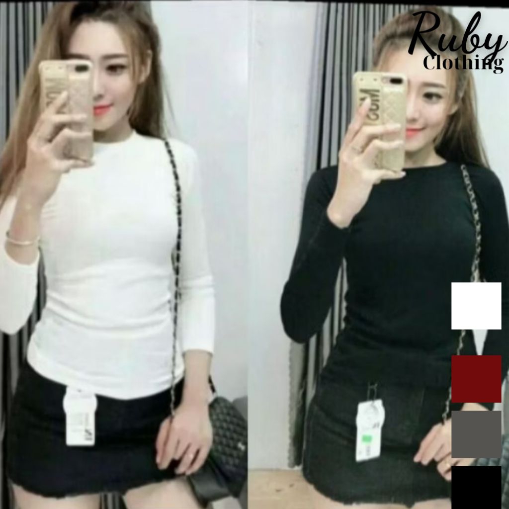 Áo thun gân tay dài body , áo thun gân tay dài tôn dáng- Ruby Clothing A01