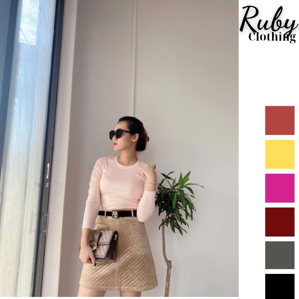 Áo thun gân tay dài , áo thun nữ dáng chuẩn tôn dáng RUBY CLOTHING A05