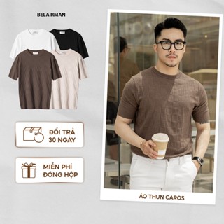 Áo thun nam CAROS phong cách, áo thun dệt kim nam vải cotton thoáng mát, form lịch lãm, sang trọng ATCR0145 - BELAIRMAN
