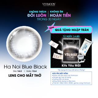 Lens cận VIVIMOON màu đen tự nhiên cho mắt thở Hà Nội Blue Black 6 tháng từ 0-8 độ (Giá 01 đôi)
