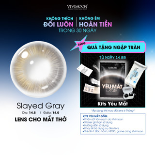 Kính áp tròng VIVIMOON EYECONIC lens cận cho mắt thở màu xám baby Slayed Gray, giãn tròng to 14.5mm, hạn sử dụng 6 tháng