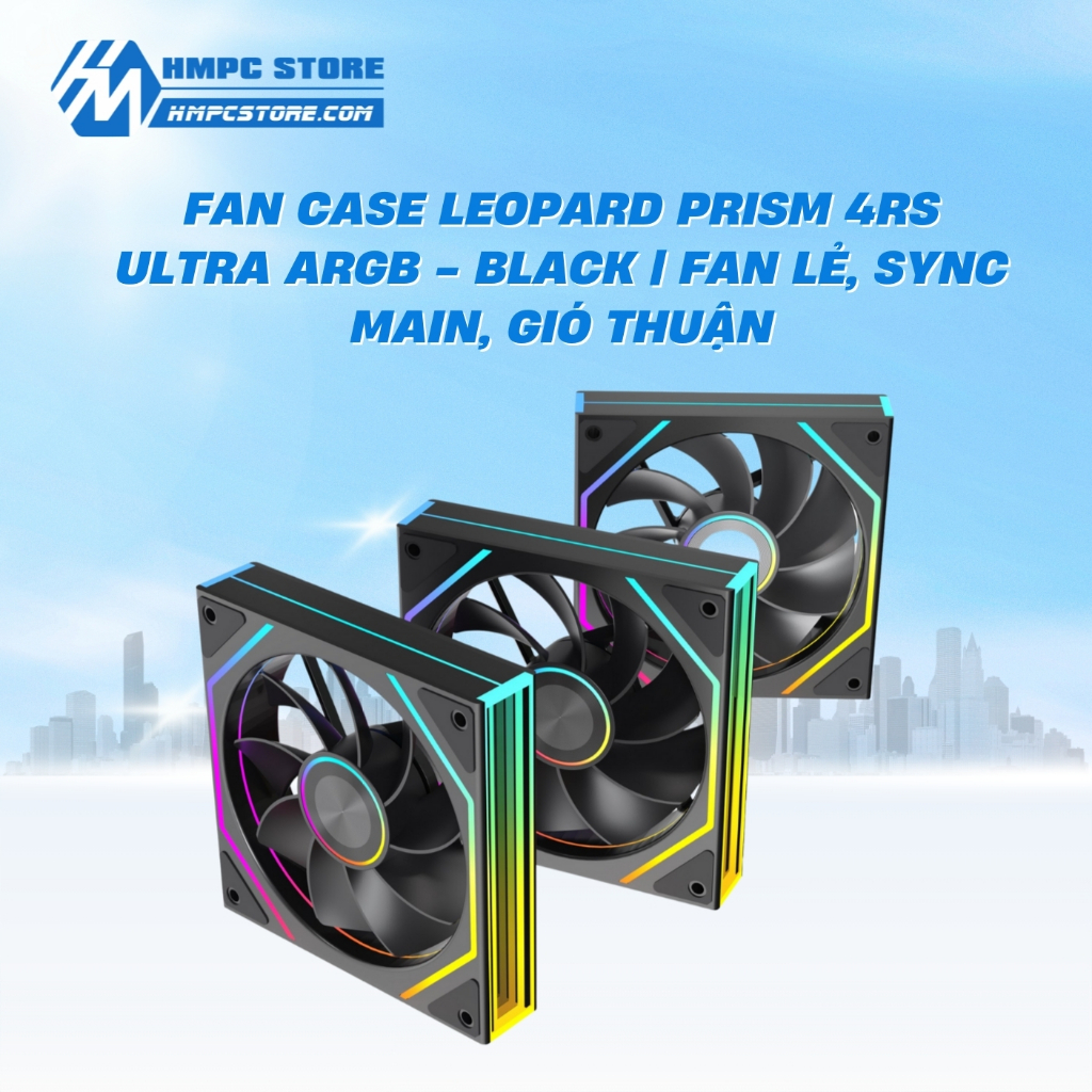 Fan Case Leopard Prism 4RS Ultra ARGB - Black | Fan lẻ, sync main, gió thuận