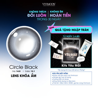 Lens cận khóa ẩm VIVIMOON màu đen tự nhiên Circle Black, kính áp tròng hạn sử dụng 3 - 6 tháng