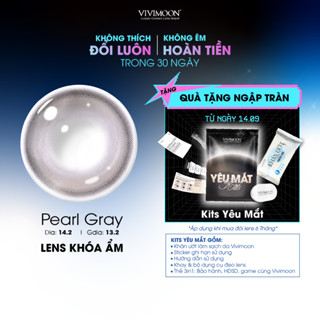 Lens cận khóa ẩm VIVIMOON màu nâu xám Pearl Gray, kính áp tròng hạn sử dụng 3 - 6 tháng