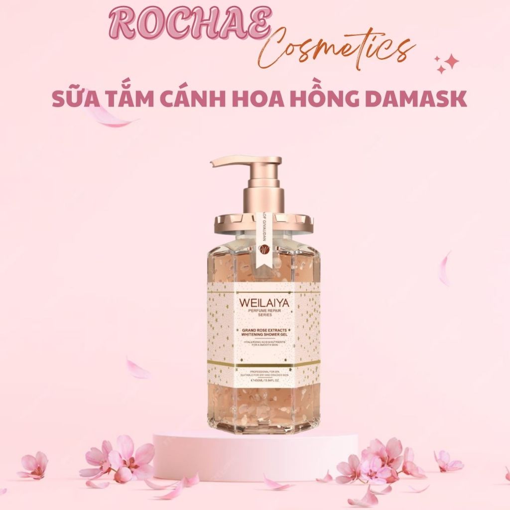 Sữa tắm Weilaiya chính hãng cánh hoa hồng Damask 450ml chính hãng