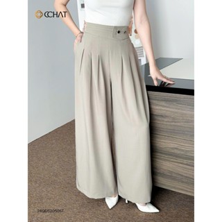 Quần Ống Rộng CCHAT Dáng Suông Xếp Ly Cạp Kiểu Chất Liệu Tuytsi Cao Cấp 24QDS2050ST
