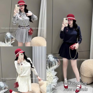 set đồ nữ sang chảnh,đồ bộ nữ đồ mặc nhà MẪU MỚI RA MẮT bộ len miu phối chân váy Cao Cấp ve90