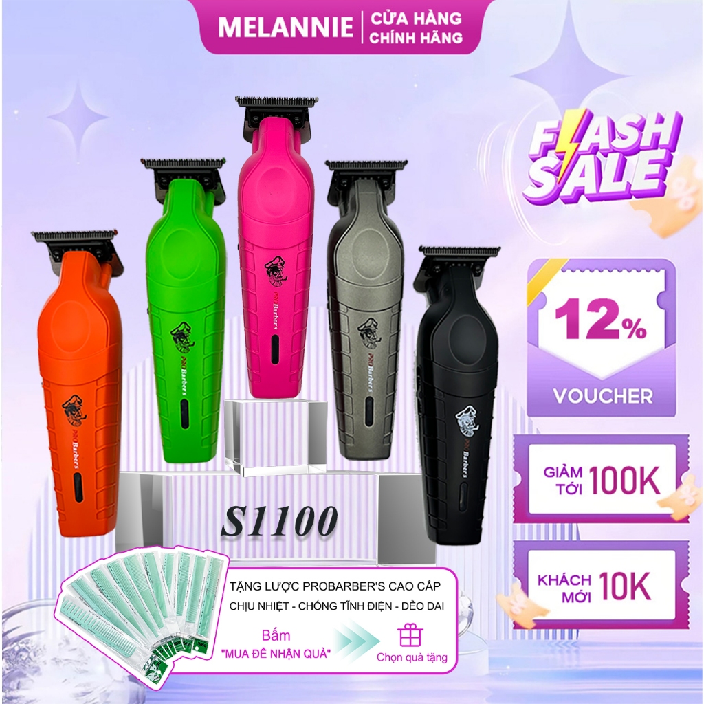 [CHÍNH HÃNG] Tông Đơ Chấn Viền Lưỡi Sứ Đá Cao Cấp IPRO ProBarber S1100 Nhỏ Gọn Cho Salon& Gia Đình