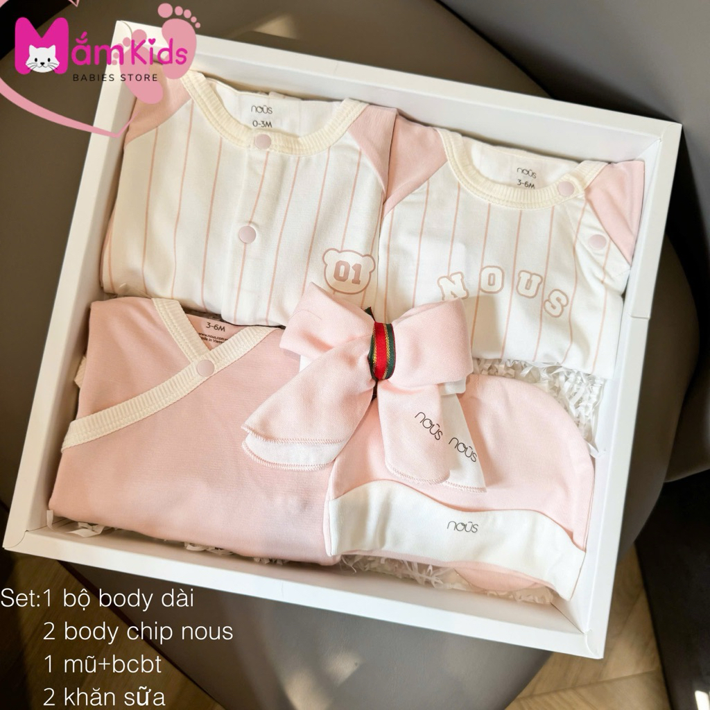 [Nous] Set Quà Sơ Sinh  Nous Cho Bé 3-5.5kg Tặng Kèm Hộp Chất Liệu Mềm Mại, Co Giãn, Thấm Hút Tốt