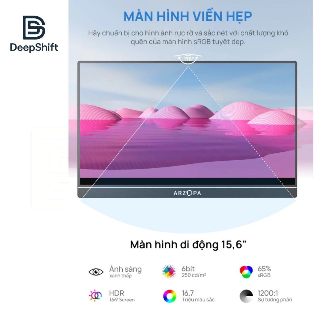 Màn hình di động ARZOPA A1 15.6 Inch | Full HD 1080P IPS | HDR | 60Hz | Màn hình phụ cho Laptop PC Mac Xbox PS5 | BigBuy360 - bigbuy360.vn