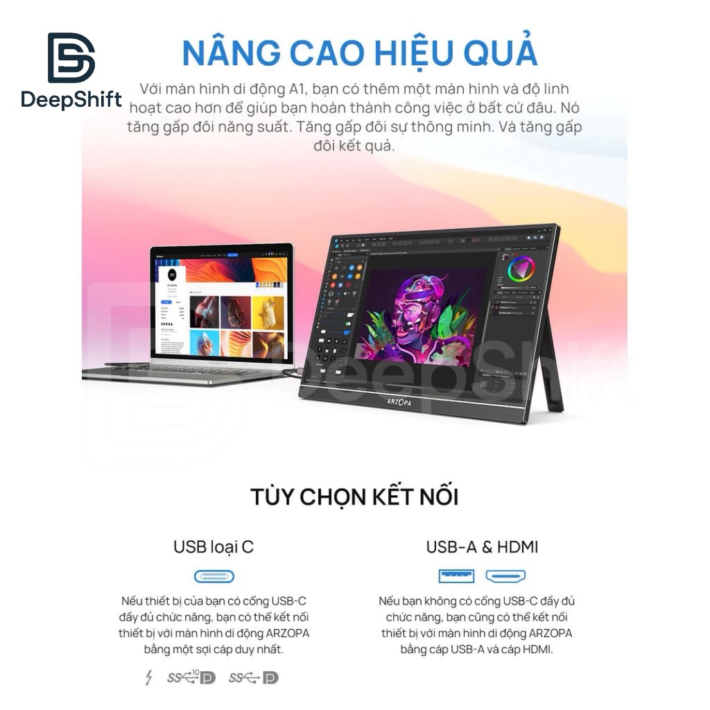 Màn hình di động ARZOPA A1 15.6 Inch | Full HD 1080P IPS | HDR | 60Hz | Màn hình phụ cho Laptop PC Mac Xbox PS5 | BigBuy360 - bigbuy360.vn