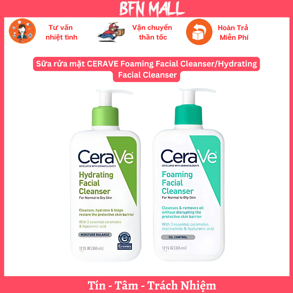 Sữa rửa mặt CERAVE Foaming Facial Cleanser/Hydrating Facial Cleanser