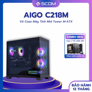 Vỏ Case PC Aigo C218M Case Máy Tính M-ATX Mid Tower Hai Mặt Kính Bể Cá Nhỏ Gọn Giá Rẻ