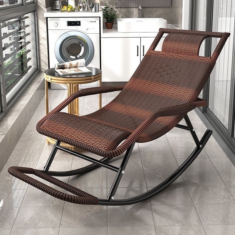 ghế lười mây Thư Giãn Ghế Bập Bênh Đôi Có Gác Chân, Ghế Sofa Lười Khung Thếp,Nghề mây tre đan