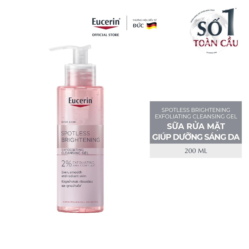 [KOL x Eucerin]Gel rửa mặt dưỡng sáng da Eucerin Spotless Brightening Cleansing Gel 200ml
