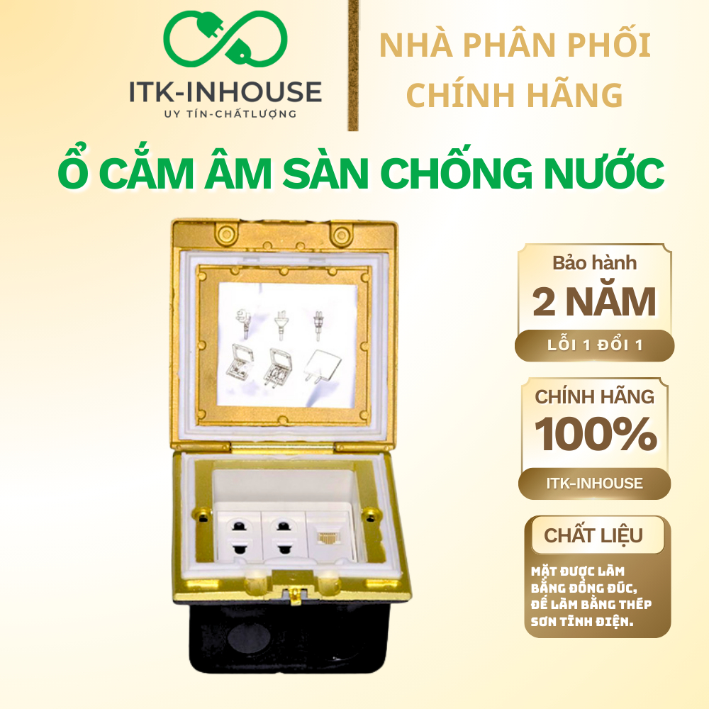 Ổ Cắm Kèm Mạng Lan Âm Sàn Chống Nước Tenko TK-J06-02