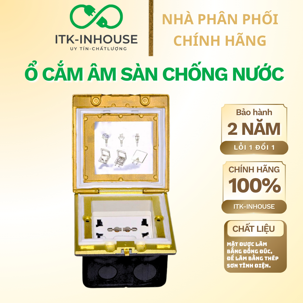 Ổ Cắm Đôi 3 Chấu Âm Sàn Chống Nước Tenko TK-J06-04