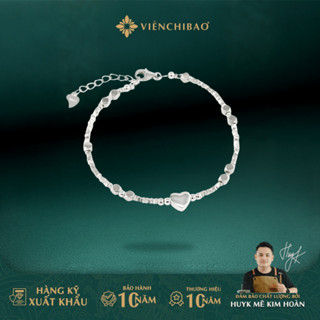  Lắc tay bạc nữ hạt bạc mix charm trái tim dễ thương chất liệu bạc S925 cao cấp - Viễn Chí Bảo L400122 