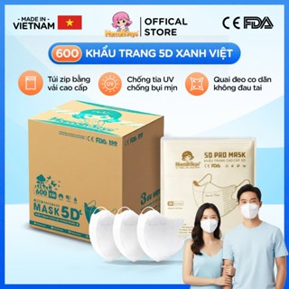 600 Chiếc Khẩu Trang 5D Chống Tia UV, Chống Nắng, Bụi Mịn, Dày Dặn 3 Lớp Hannah Seyo