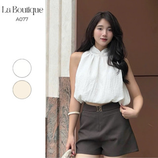 Áo Bí Cổ Yếm Nữ LA BOUTIQUE Thiết Kế Sát Nách Chất Linen-A077