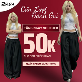 Quần Harem nữ dáng thụng ZFLEX ống rộng Unisex vải dù gió nhăn xếp ly  QZG14