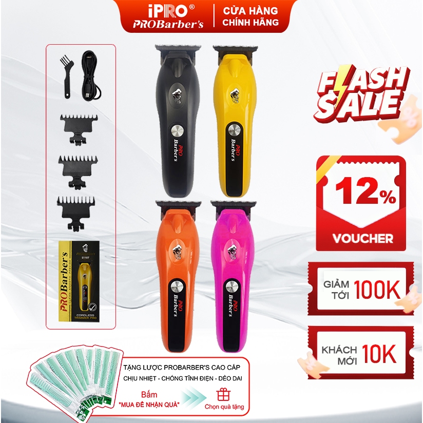 [iPRO Official] Tông Đơ Cắt Tóc Chuyên Nghiệp IPRO Probarbers S1107 Không Dây Cho gia đình & Salon