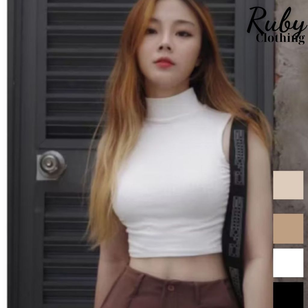 Áo ba lỗ cổ lọ siêu đẹp, áo ba lỗ cổ lọ dáng chuẩn ôm body - RUBY CLOTHING A12