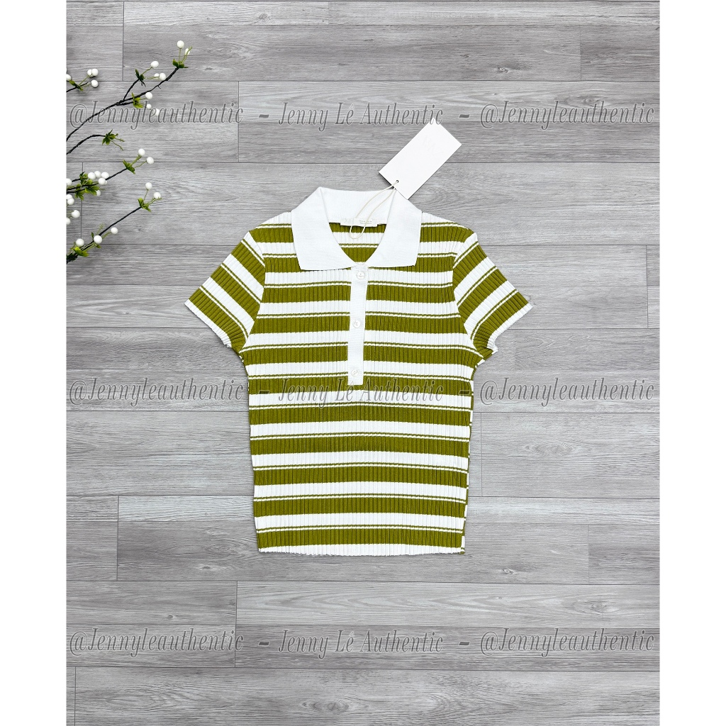 [ZARA AUTHENTIC] Áo Polo Len Cộc Tay Zara Authentic Kẻ Rêu Giá SALE
