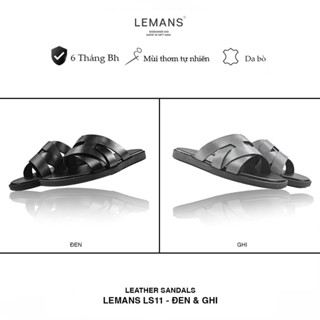 Dép quai đan nam 3.LS11 LEMANS da bò, đế cao su có mùi thơm, thiết kế quai da 3 lớp chính hãng, Bảo hành 06 tháng
