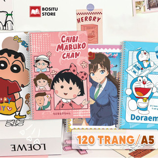  Sổ lò xo A5 dễ thương sổ tay ghi chép 120 trang xinh xắn chibi maruko chan doremon shine conan kuromi capybara 