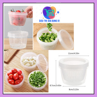  Hộp Đựng Hành Tỏi Gừng Để Tủ Lạnh Tròn Có Lỗ Thoát Nước Và Nắp Kín Tránh Mùi tránh đọng nước 