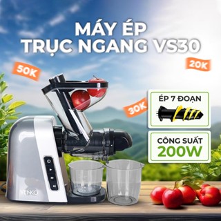 Máy ép chậm trục ngang Venko VS30, máy ép trái cây rau củ quả, ép kiệt bã, ép nguyên quả, ép 7 cấp 3 chế độ