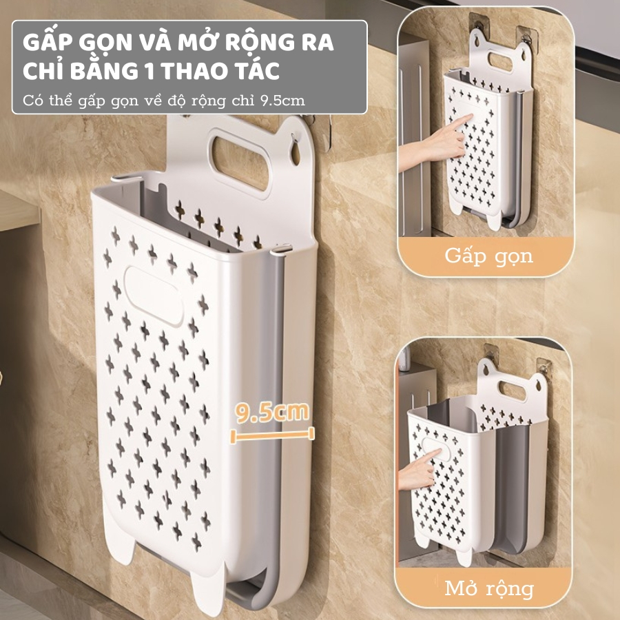 Giỏ Đựng Quần Áo Bẩn ENODA HOME Dán Tường Gấp Gọn, Giỏ Nhựa Đựng Quần Áo Nhà Tắm Thiết Kế Tay Cầm Treo Tường Q050 | BigBuy360 - bigbuy360.vn