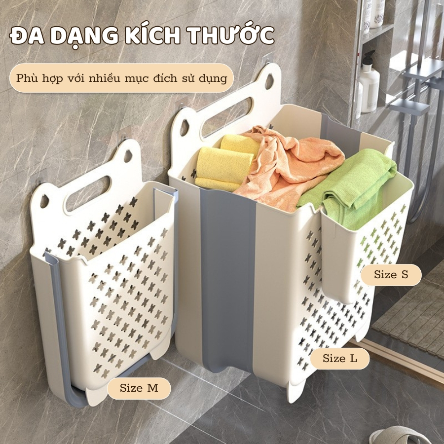 Giỏ Đựng Quần Áo Bẩn ENODA HOME Dán Tường Gấp Gọn, Giỏ Nhựa Đựng Quần Áo Nhà Tắm Thiết Kế Tay Cầm Treo Tường Q050 | BigBuy360 - bigbuy360.vn