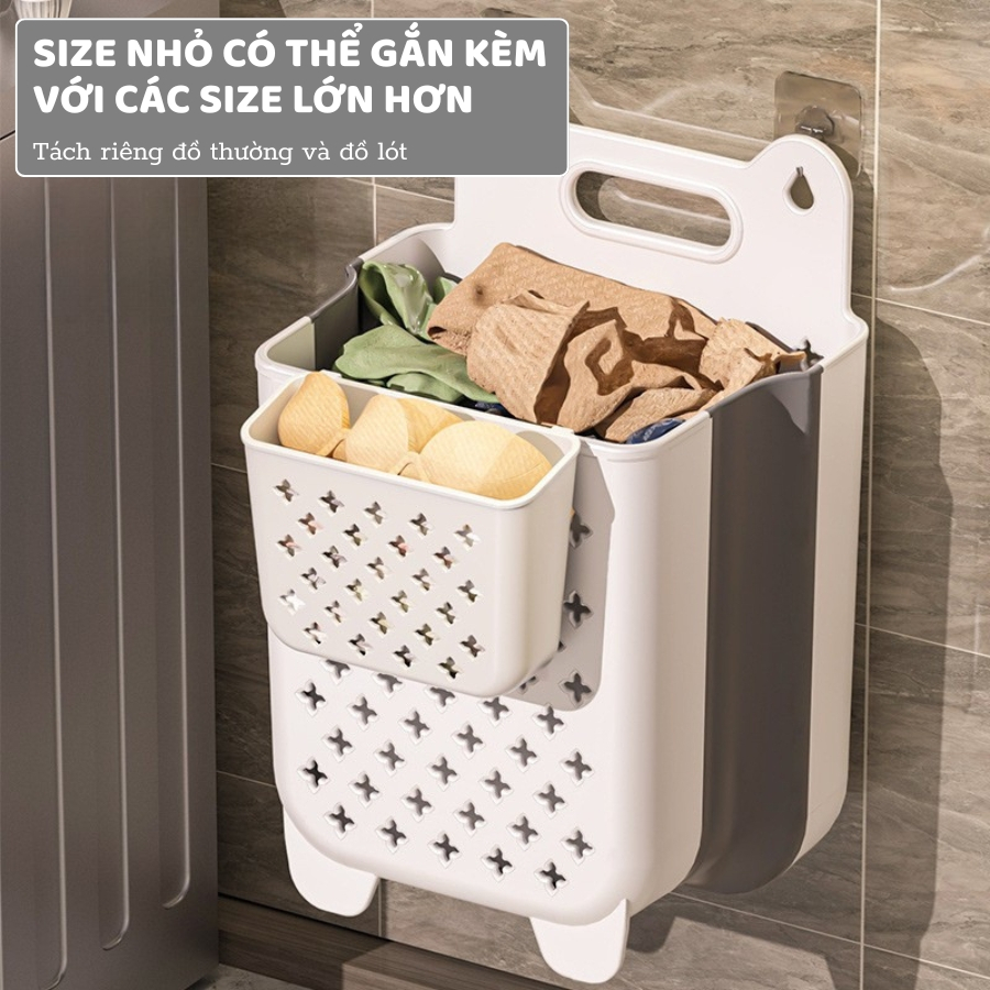 Giỏ Đựng Quần Áo Bẩn ENODA HOME Dán Tường Gấp Gọn, Giỏ Nhựa Đựng Quần Áo Nhà Tắm Thiết Kế Tay Cầm Treo Tường Q050 | BigBuy360 - bigbuy360.vn