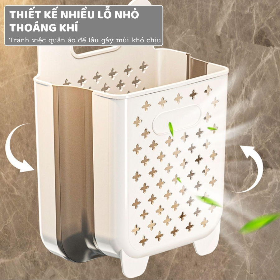 Giỏ Đựng Quần Áo Bẩn ENODA HOME Dán Tường Gấp Gọn, Giỏ Nhựa Đựng Quần Áo Nhà Tắm Thiết Kế Tay Cầm Treo Tường Q050 | BigBuy360 - bigbuy360.vn