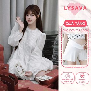 Váy Bầu Nữ Tay Dài LYSAVA Xếp Ly, Đầm Bầu Dáng Babydoll Sang Chảnh Thiết Kế Thanh Lịch Nhẹ NhàngV301