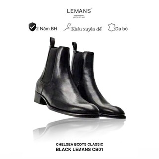 Giày da bò Chelsea Boots Classic LEMANS CB01 đế gót cao 5cm độc quyền LEMANS ống cao 18cm, Bảo Hành 24 tháng