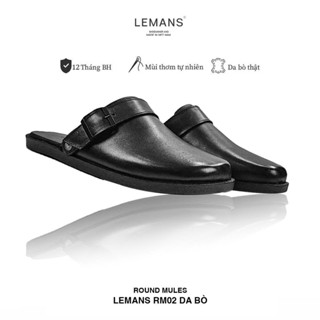 Giày Sục da bò Round Mules Lemans - 3.RM02, đế cao su có mùi thơm, thiết kế sục trẻ trung quai điều chỉnh, Bảo hành 12T