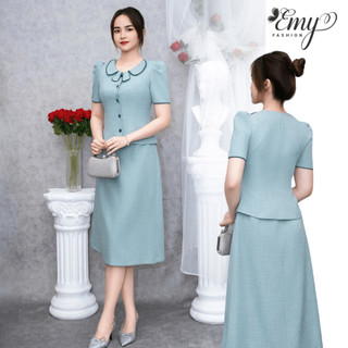  Set Áo Chân Váy Thiết Kế EMY Thời Trang Cao Cấp EM4044 Vải Linen Hàn Sang Chảnh Đi Tiệc 