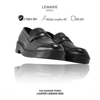 Giày da bò Penny Loafer Black LEMANS, giày lười công sở, da bò nguyên tấm, Bảo hành chính hãng 24 tháng
