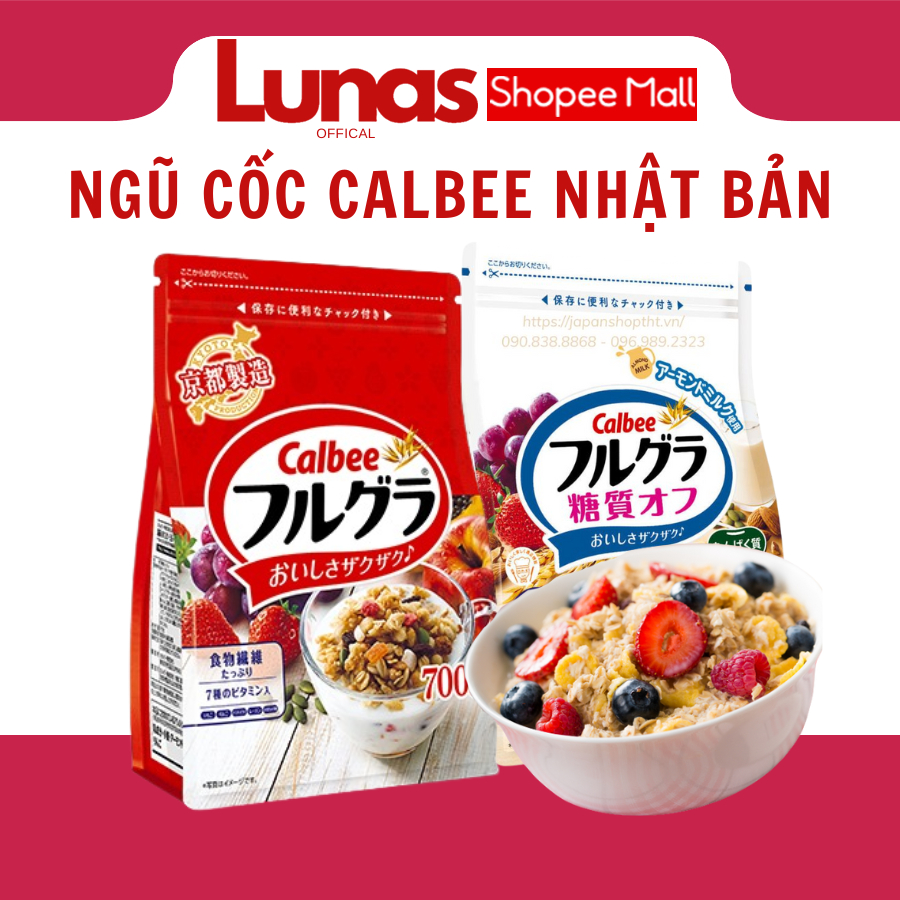  Ngũ cốc Calbee Ăn Kiêng Giảm Cân Nhật Bản mix sữa chua trái cây Granola dùng ăn sáng 